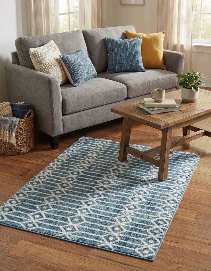 Detail image of  5' 3 x 5' 3 Lattice Trellis Square Rug