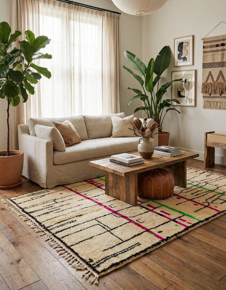 Detail image of 6' 6 x 9' 7  Hand Knotted Moroccan Wool Rug