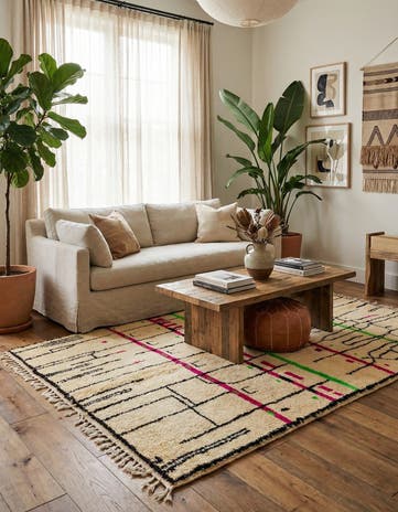6' 6 x 9' 7 Hand Knotted Moroccan Wool Rug
