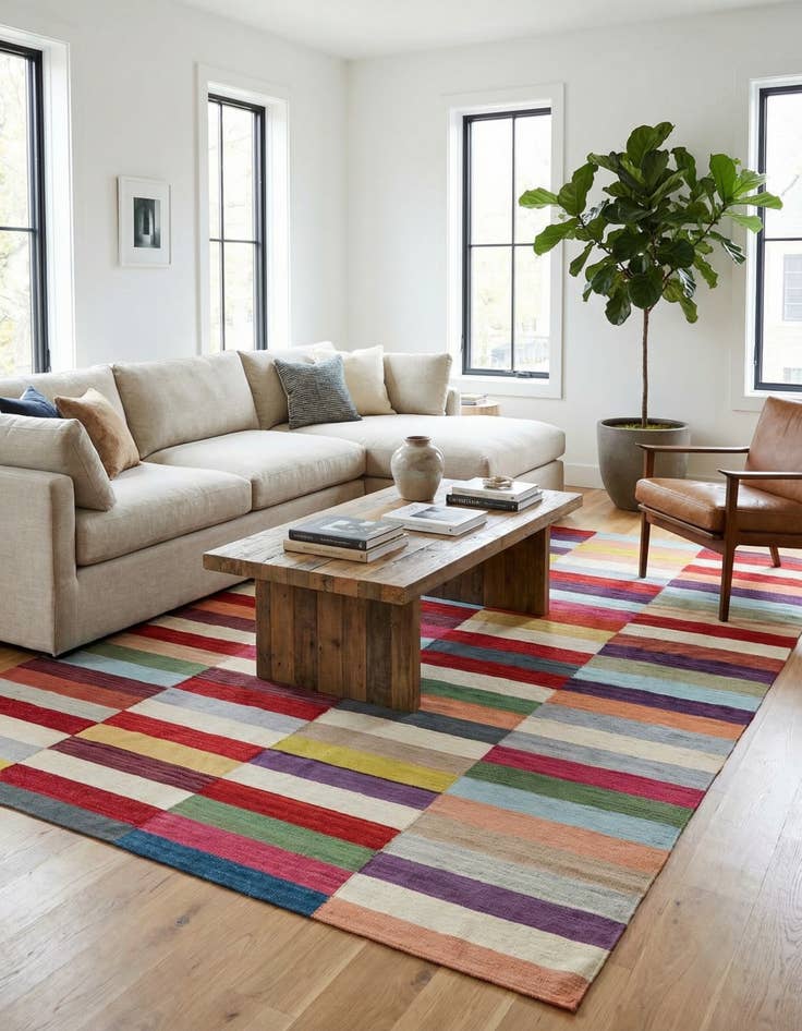 Detail image of  8' 7 x 11' 5  Hand Woven Kilim Modern Wool Rug