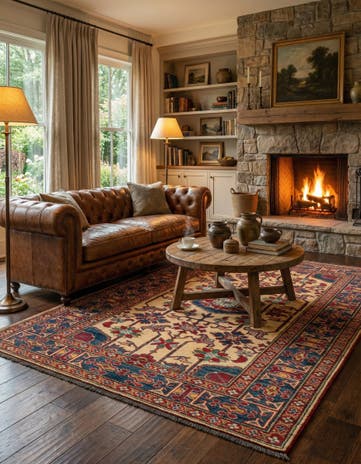 4' 3 x 6' 4 Hand Knotted Kazak Wool Rug