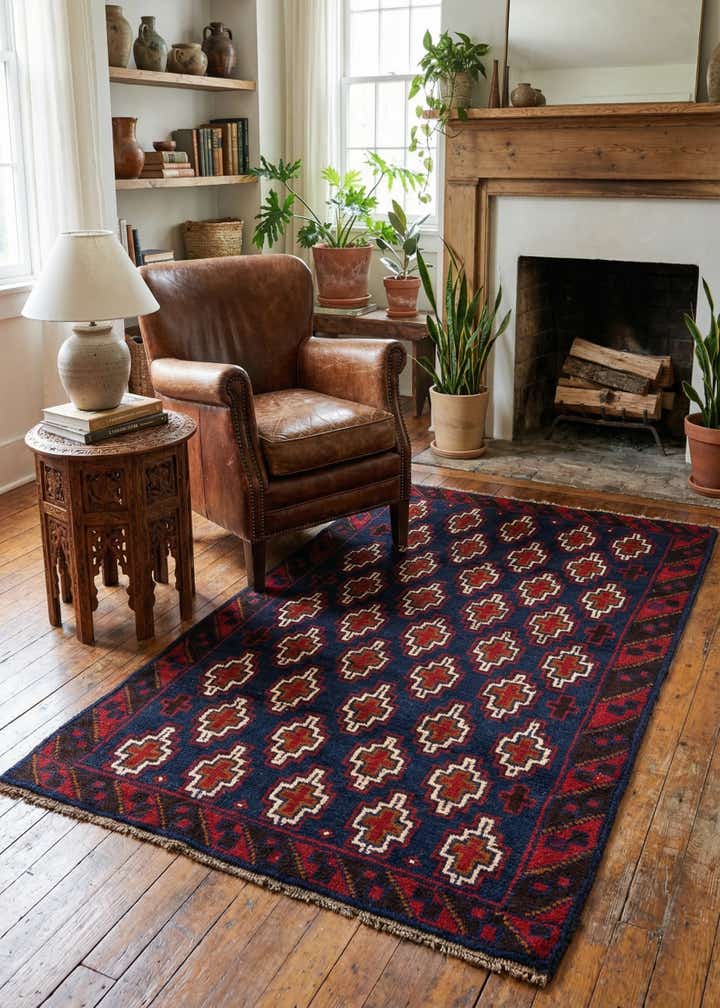 2' 10 x 4' 5 Hand Knotted Balouch Persian Wool Rug