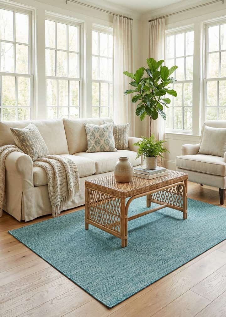 4' x 6' Easy-Clean Solid Indoor / Outdoor Rug