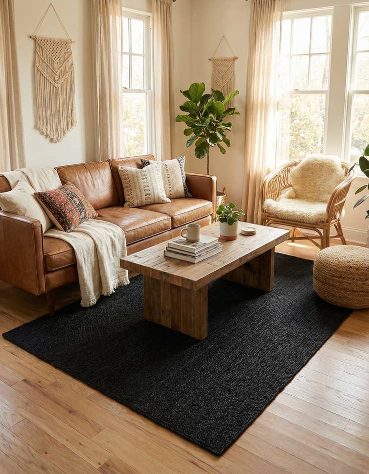 Detail image of 5' 3 x 8'  Hand Braided Jute Rug