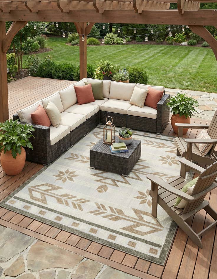 Detail image of 9' x 12'  Washable Modern Indoor / Outdoor Rug