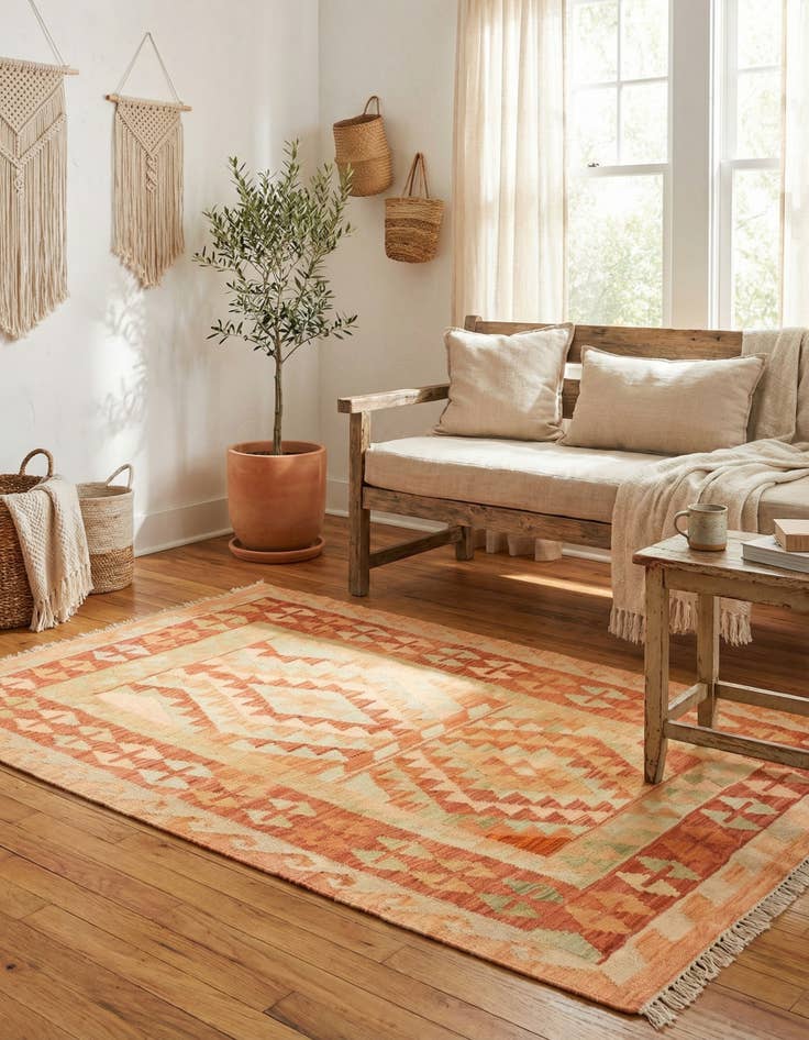 Detail image of 3' x 4' 5  Hand Woven Kilim Waziri Wool Rug