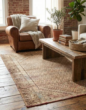 4' 5 x 5' 5 Hand Knotted Ultra Vintage Persian Wool Rug