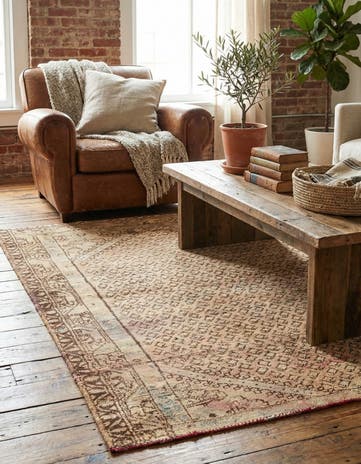 4' 5 x 5' 5 Hand Knotted Ultra Vintage Persian Wool Rug