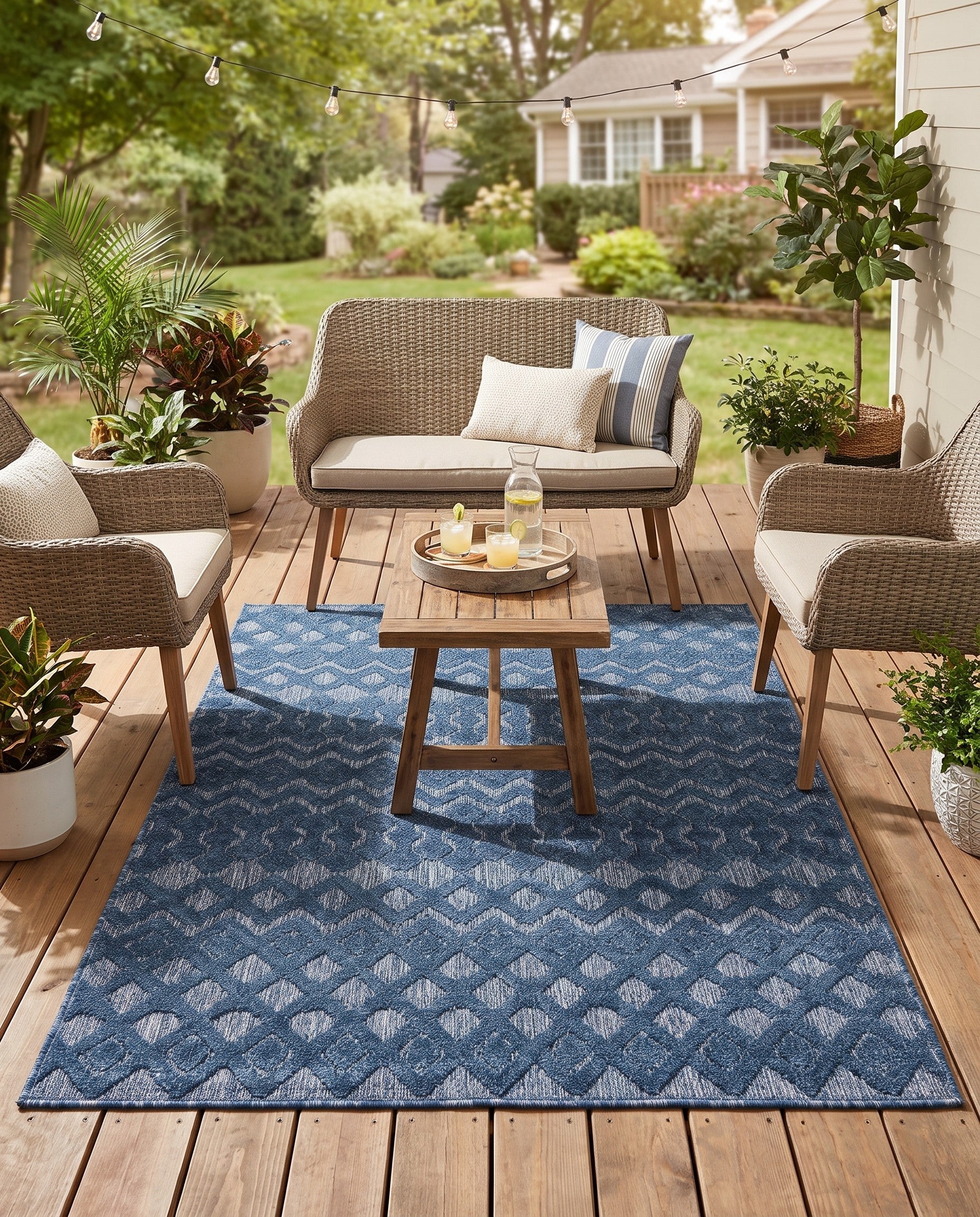 4' x 6' Easy-Clean Trellis Textured Indoor / Outdoor Rug