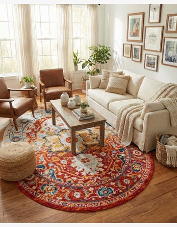 Rust Red Madeline Vintage Oval Rug