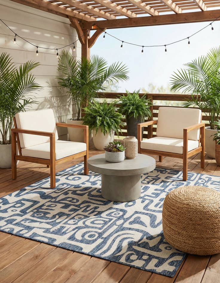 Detail image of 7' 10 x 7' 10  Washable Modern Indoor / Outdoor Square Rug