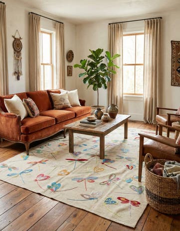 5' 10 x 7' 5 Hand Woven Kilim Suzani Wool Rug