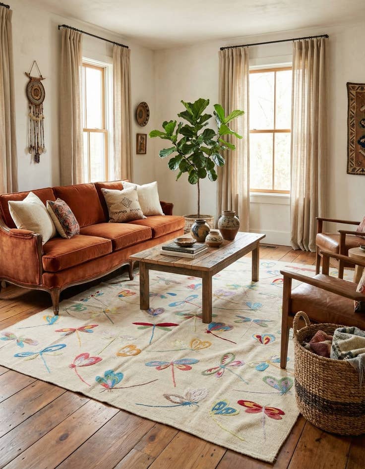 Detail image of 5' 10 x 7' 5  Hand Woven Kilim Suzani Wool Rug