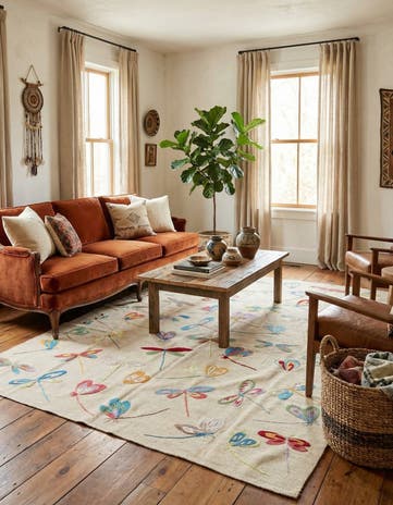 5' 10 x 7' 5 Hand Woven Kilim Suzani Wool Rug