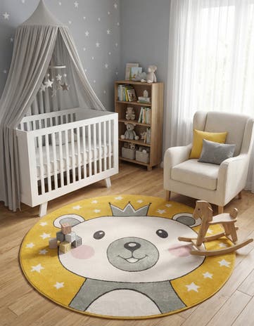 7' 10 x 7' 10 Bear Whimsy Kids Round Rug