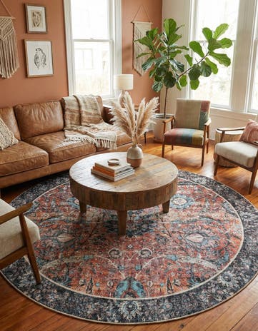 7' 10 x 7' 10 Washable Timeless Round Rug
