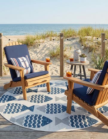 6' x 6' Easy-Clean Coastal Indoor / Outdoor Round Rug