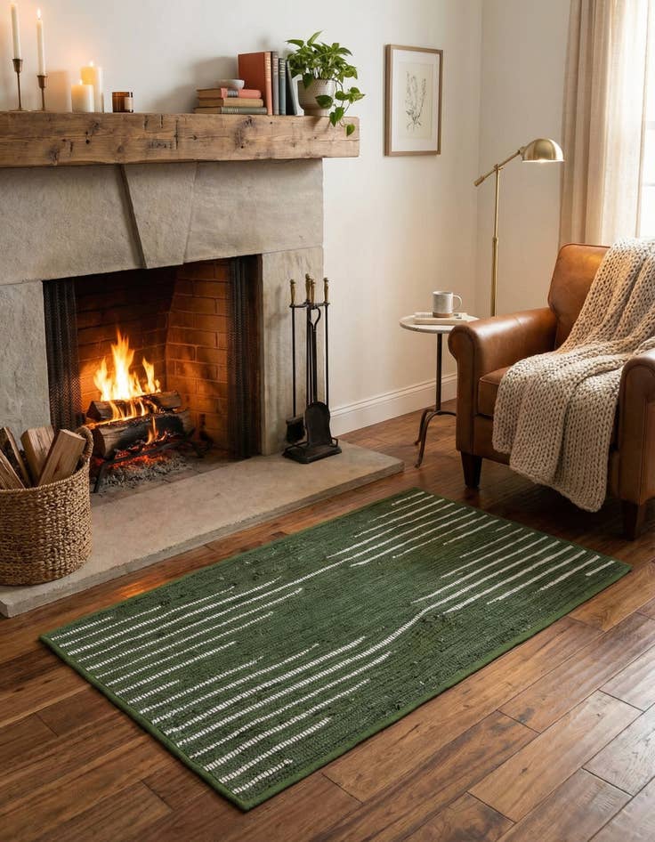 Detail image of 2' 2 x 3' 7  Hand Woven Chindi Cotton Hearth Rug