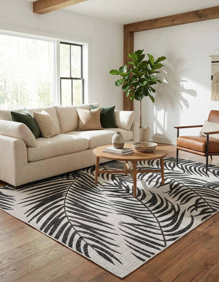 Detail image of 7' x 10'  Washable Botanical Indoor / Outdoor Rug