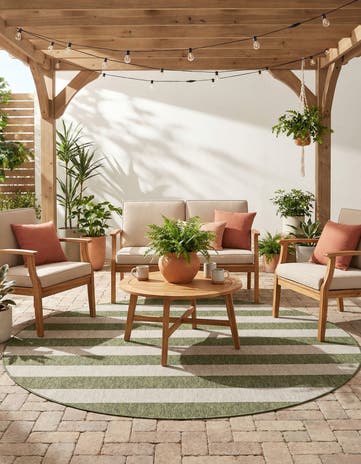 10' x 10' Easy-Clean Ribbon Indoor / Outdoor Round Rug