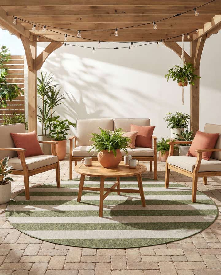 10' x 10' Easy-Clean Ribbon Indoor / Outdoor Round Rug