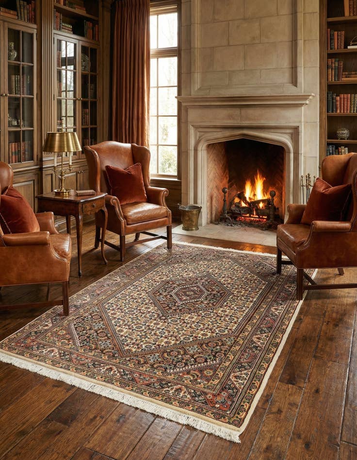 Detail image of 4' 2 x 6' 9  Hand Knotted Bidjar Oriental Wool Rug