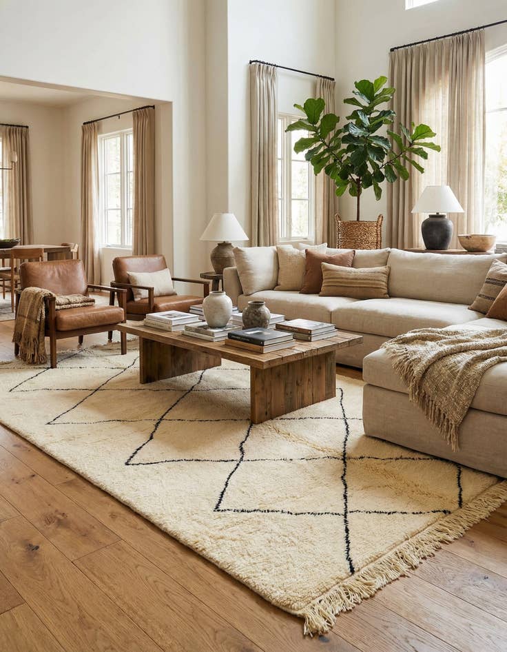 Detail image of 6' 5 x 10' 5  Hand Knotted Moroccan Wool Rug