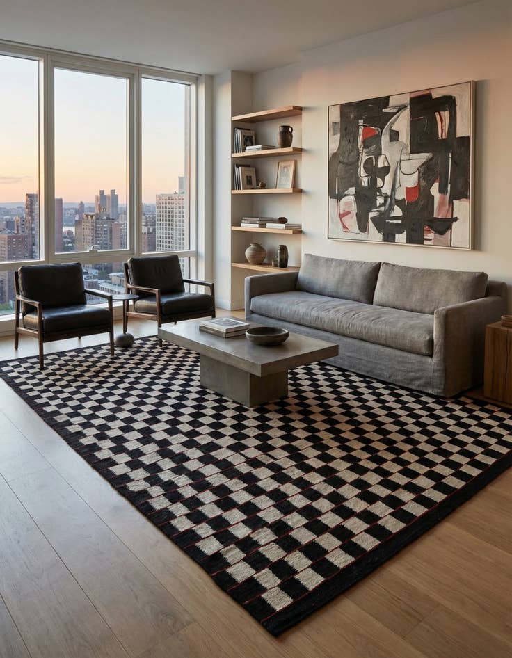 Detail image of 6' 7 x 9' 6  Hand Woven Kilim Modern Wool Rug