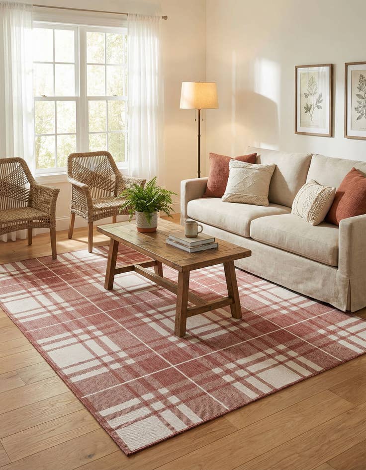 Detail image of  6' x 9'  Washable Checkered Indoor / Outdoor Rug