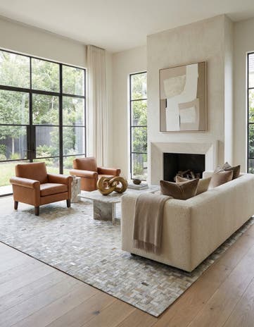 8' 1 x 10' Cowhide Leather Rug
