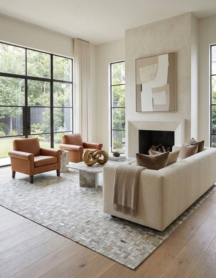 Detail image of  8' 1 x 10' Cowhide Leather Rug