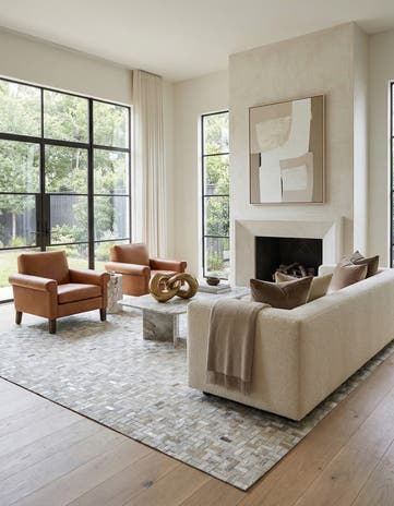 8' 1 x 10' Cowhide Leather Rug