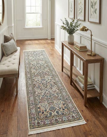 Ivory Nain Design Runner Rug