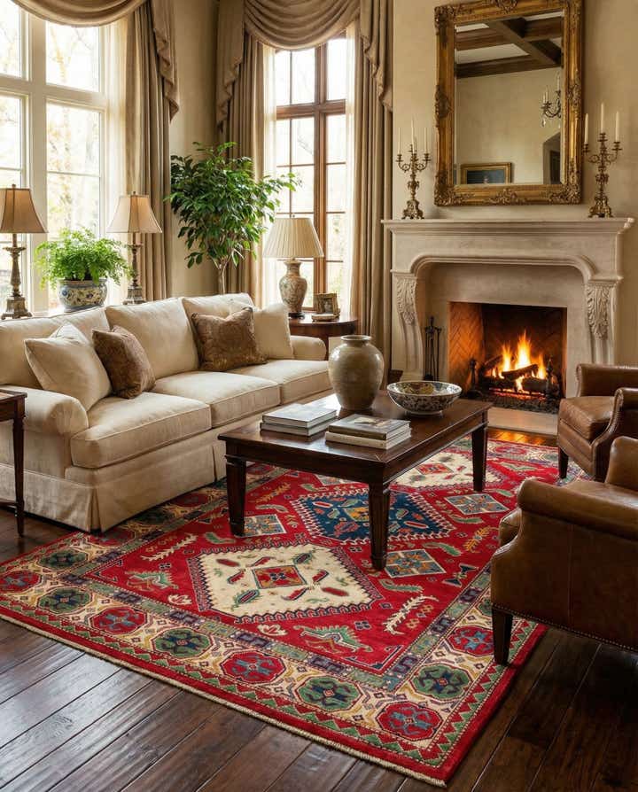 6' 4 x 9' 5 Hand Knotted Kazak Rug