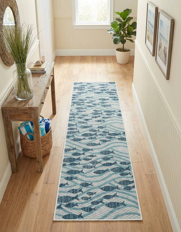 Detail image of 2' x 8'  Washable Coastal Indoor / Outdoor Runner Rug
