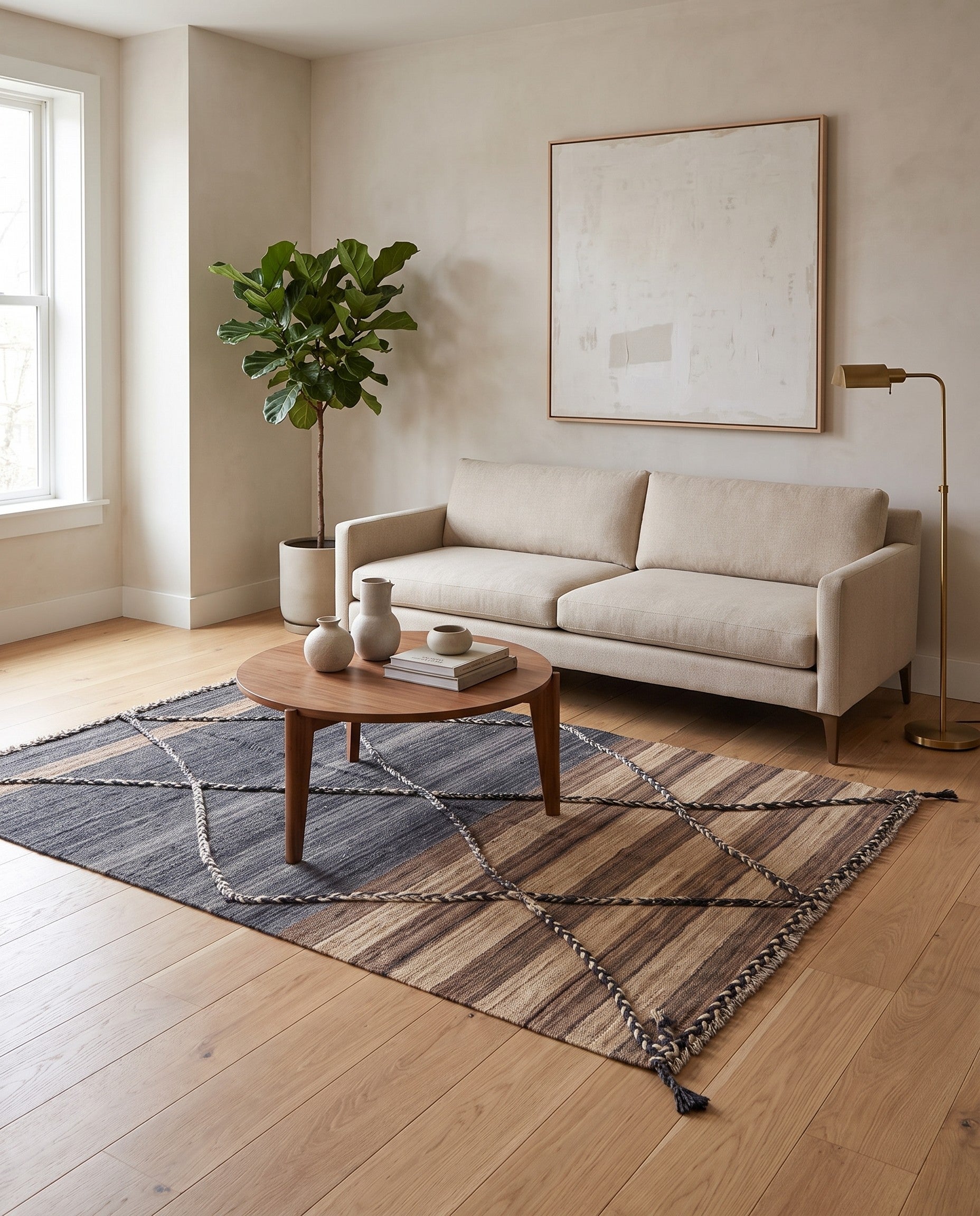 4' 5 x 6' Hand Woven Kilim Modern Wool Rug