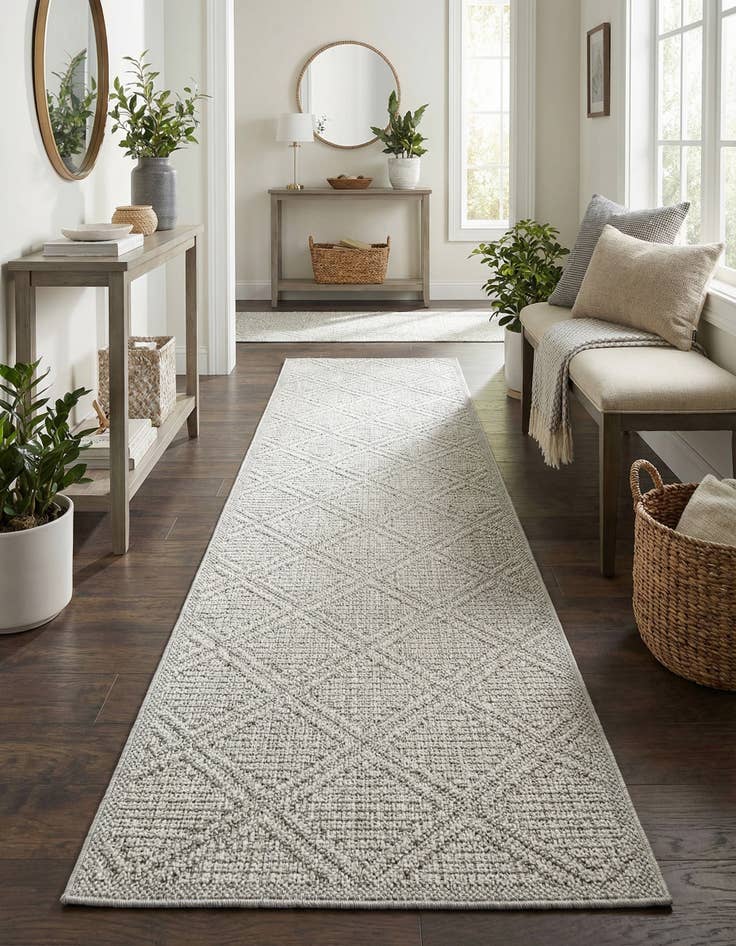Detail image of  2' 7 x 12'  Washable Lattice Indoor / Outdoor Runner Rug