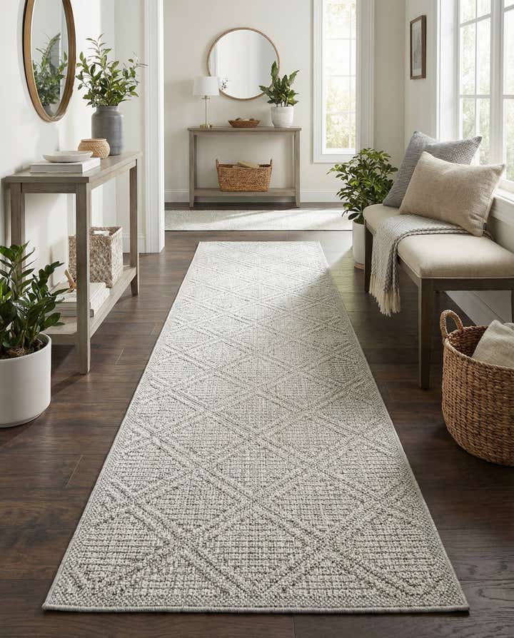 2' 7 x 12' Easy-Clean Lattice Indoor / Outdoor Runner Rug