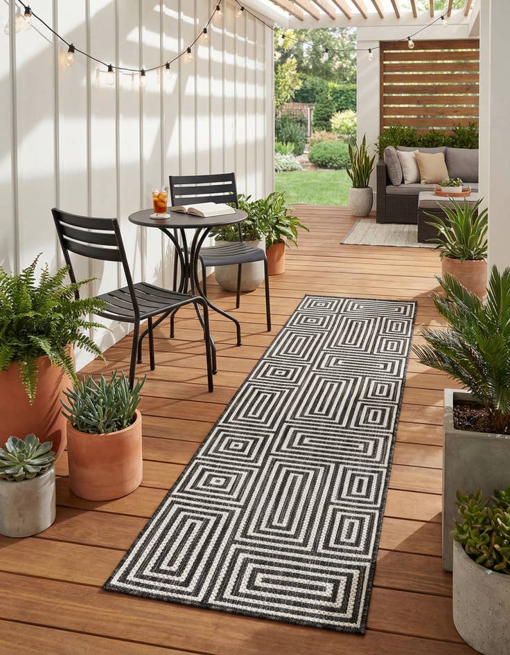 Detail image of 2' x 8'  Washable Modern Indoor / Outdoor Runner Rug