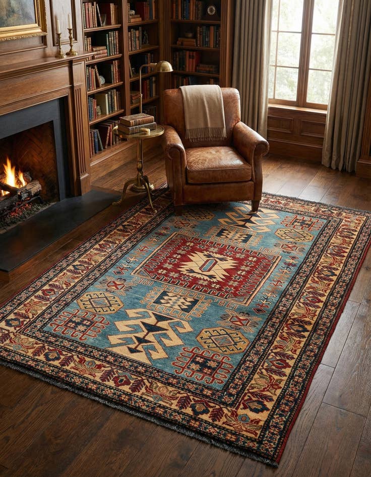 Detail image of  4' 4 x 6' 4  Hand Knotted Kazak Wool Rug