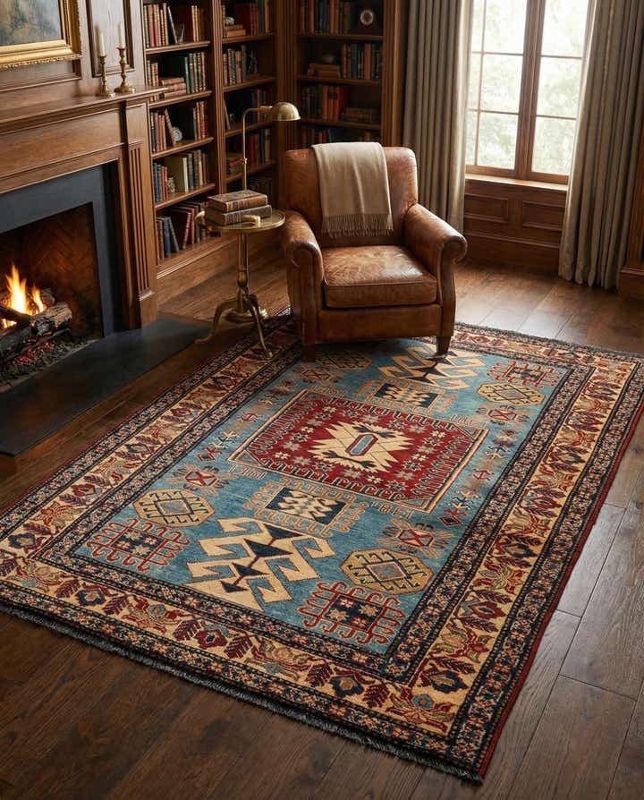 4' 4 x 6' 4 Hand Knotted Kazak Wool Rug