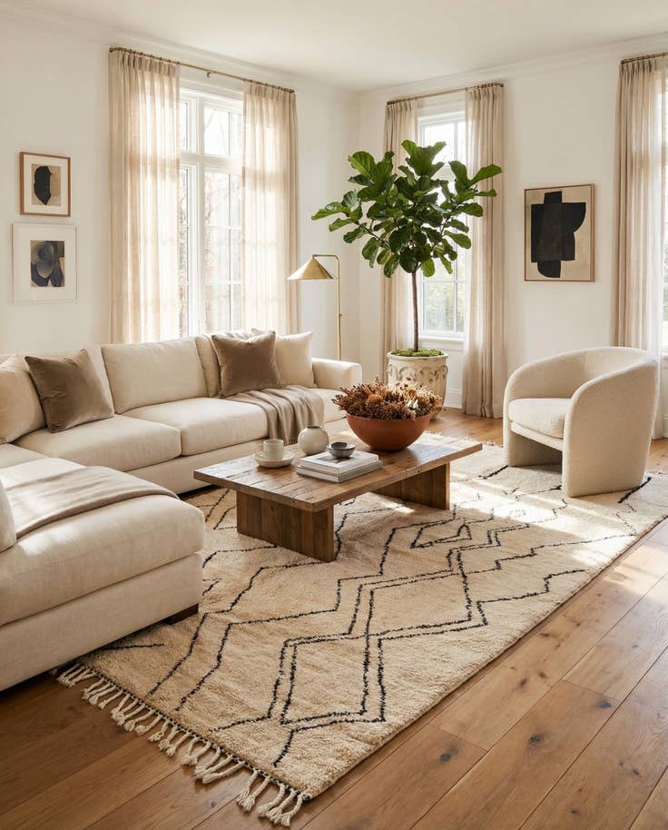 Detail image of 6' 10 x 9' 5 Hand Knotted Moroccan Wool Rug