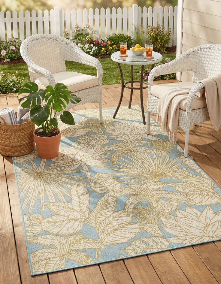 Detail image of 4' x 6' Easy-Clean Botanical Indoor / Outdoor Rug