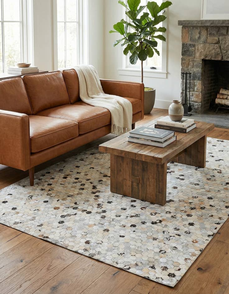 Detail image of 4' 10 x 6' 8 Cowhide Stocks Rug