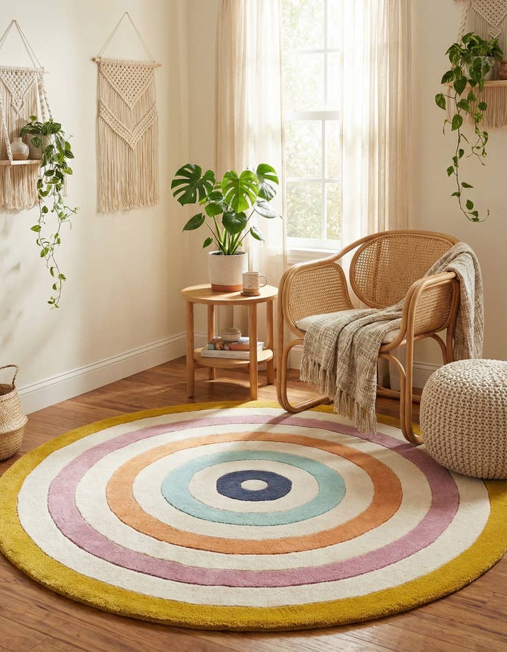 Detail image of  4' 1 x 4' 1 Hand Tufted Wool Round Rug