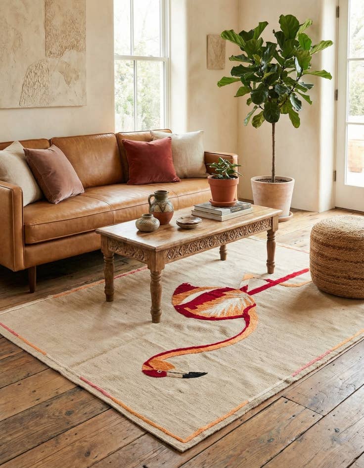 Detail image of  3' 4 x 4' 7  Hand Woven Kilim Suzani Wool Rug