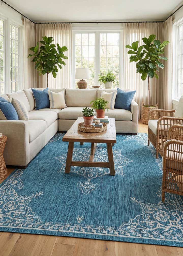 9' x 12' Easy-Clean Traditional Indoor / Outdoor Rug
