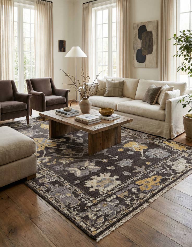 Detail image of 9' 1 x 12' 7  Hand Knotted Oushak Wool Rug