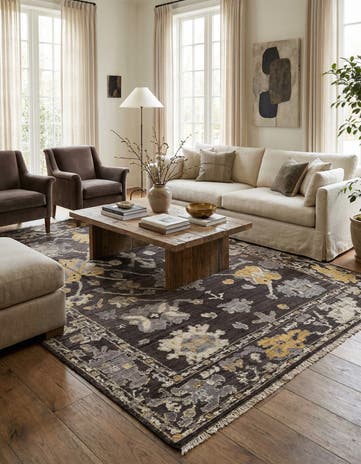 9' 1 x 12' 7 Hand Knotted Oushak Wool Rug