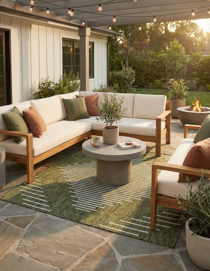 Detail image of  5' 3 x 5' 3  Washable Modern Indoor / Outdoor Square Rug